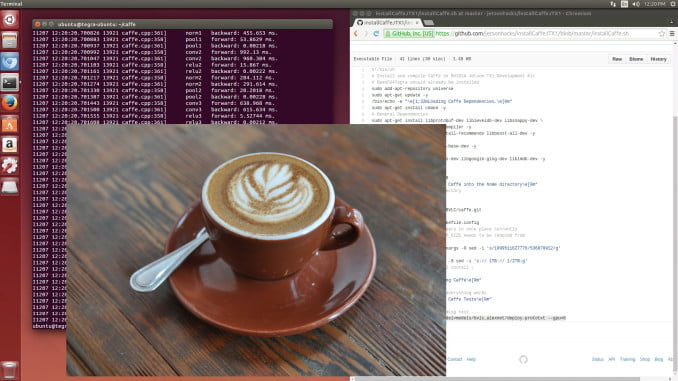 Using the JetsonHacks script to install Caffe.