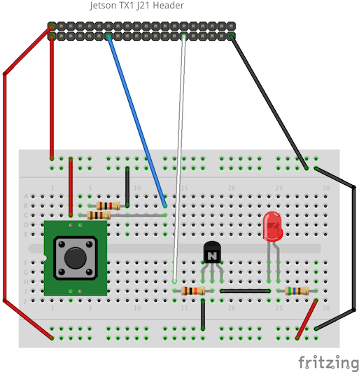Jetson TX1 GPIO Example - Button and LED